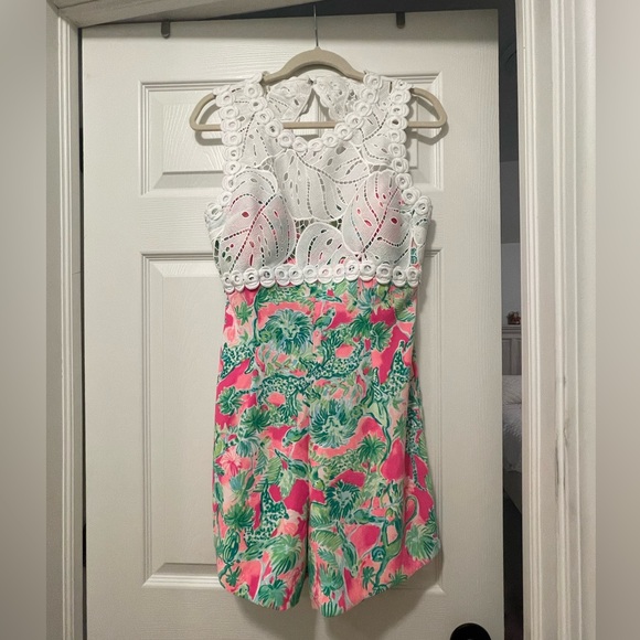 Lilly Pulitzer Razz Berry Catty Shack Sadie Romper Size 10 - Picture 4 of 13